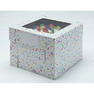 White/Kraft E-Flute Party Cake Box w/window