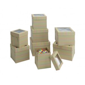 Kraft/Kraft E-Flute Striped Cake Box w/window