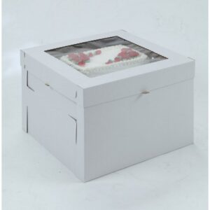 White/Kraft E-Flute Plain Cake Box w/window