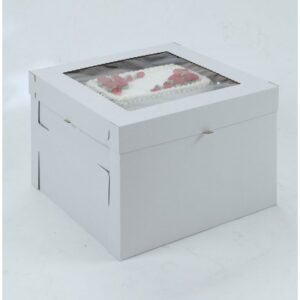 White BOX White/Kraft E-Flute Plain Cake Box w/window