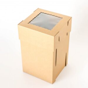 Kraft Box Kraft/Kraft E-Flute Plain Cake Box w/window – 6x6x10